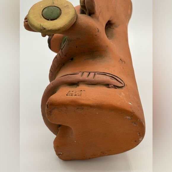 Mexican Autinah Reproduction 10” Mayan Man Incense Pen Holder Pottery MARKED - Picture 10 of 11